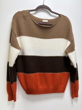 Striped Crewneck Sweater  | L | Autumn Boutique Fisherman Cabincore Quiet Luxury